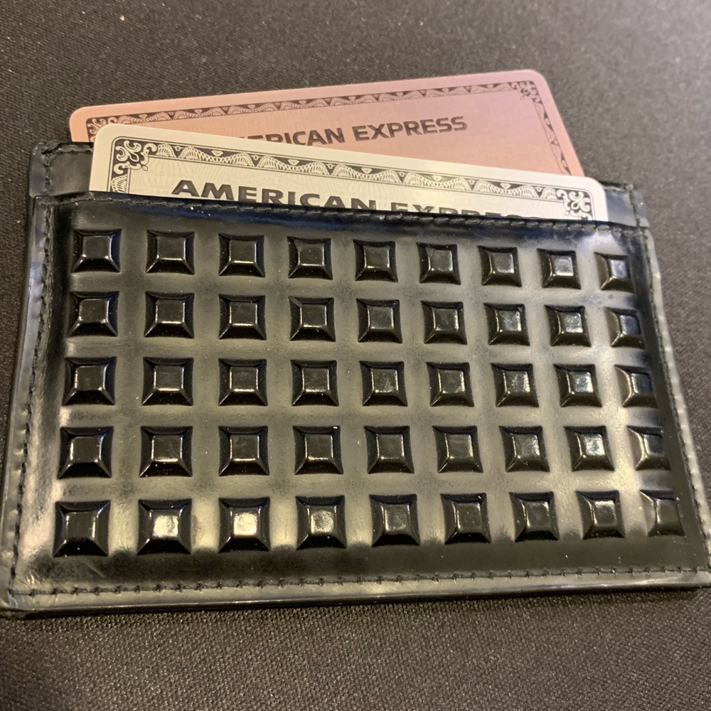 Balenciaga Grid-Embossed Card Case BLACK